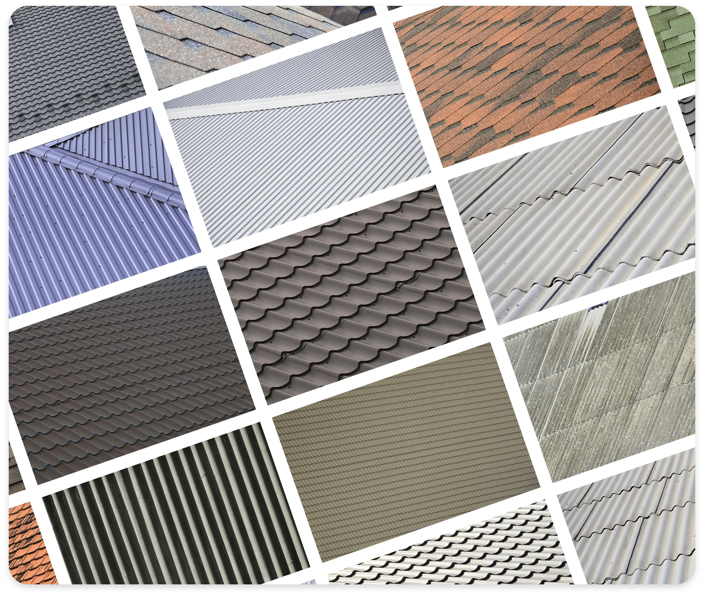 Different Types of Roofing in a Grid